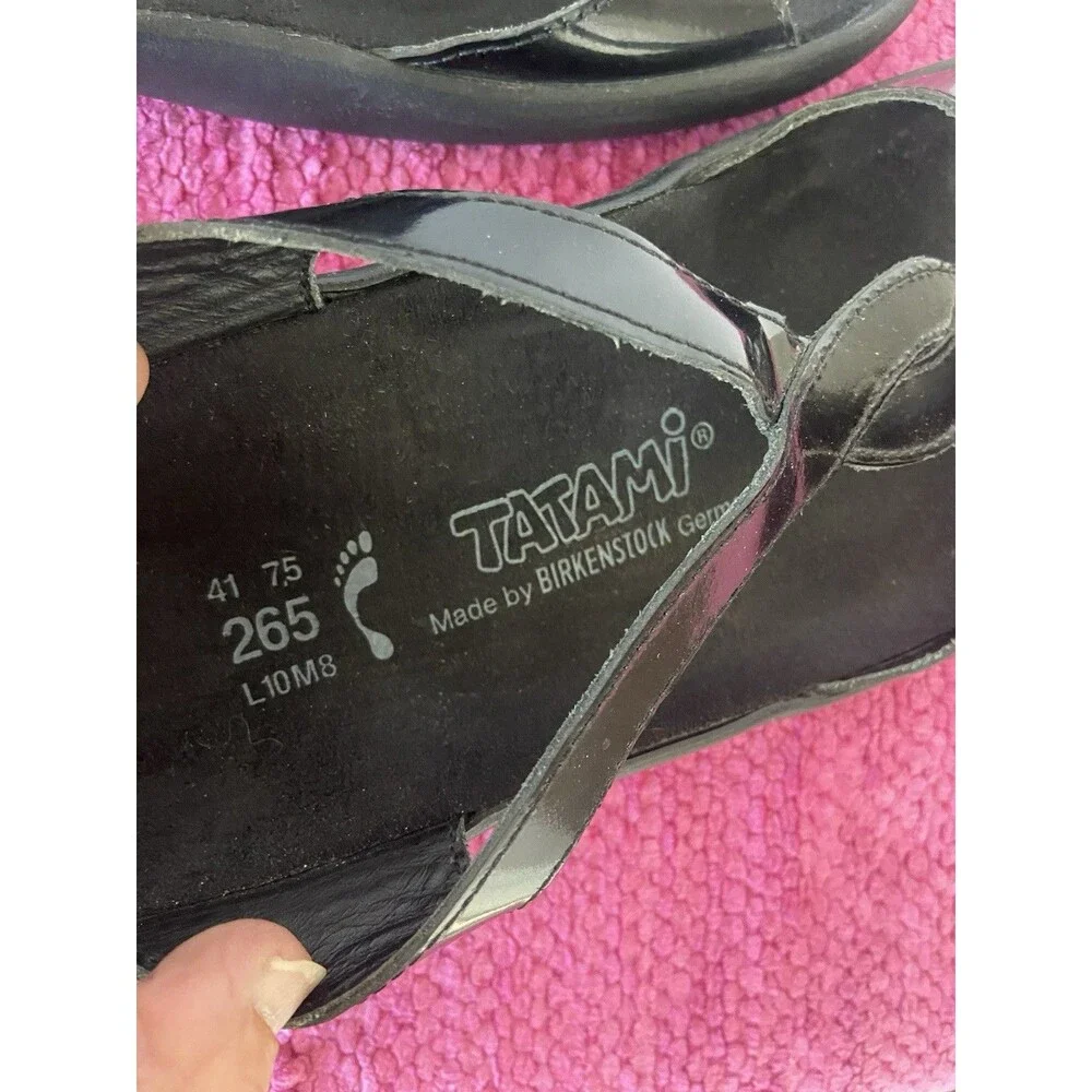 Tatami Birkenstock Patent Leather Slide Sandals Black Size 10 Women 8 Men